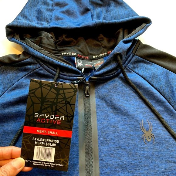 NWT Spyder Active Hoodie Sweatshirt Pullover Mens Small ProWEB Zip Fleece Lined - Picture 3 of 12